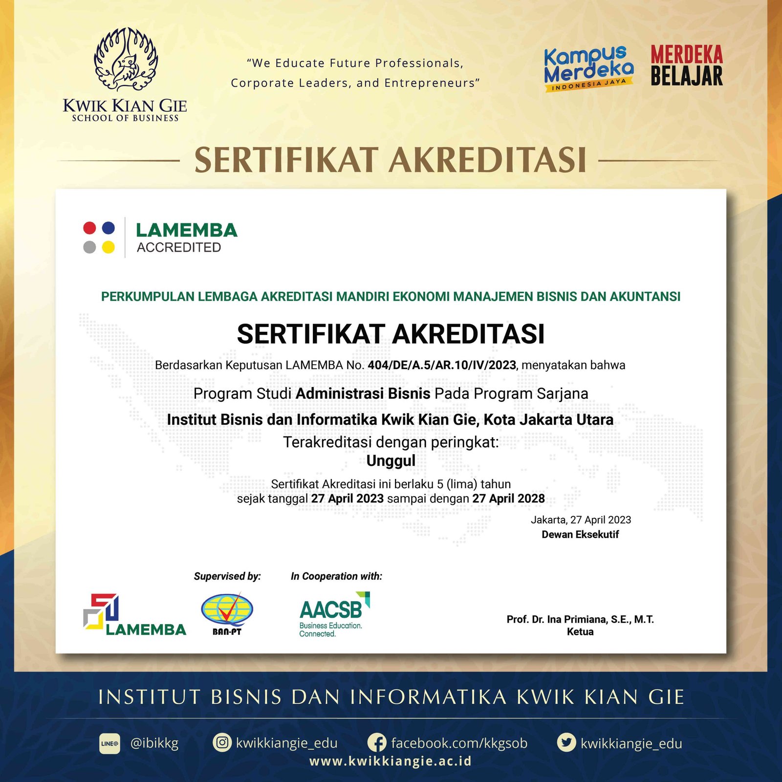 Sertifikat Profil Program Ilmu Administrasi Bisnis